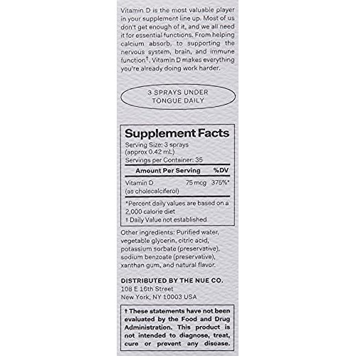 The Nue Co. - VITAMIN D - Oral Vitamin D Supplement Spray - Immunity & Joints...
