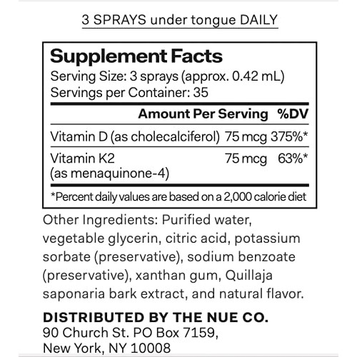 The Nue Co. - VITAMIN D - Oral Vitamin D Supplement Spray - Immunity & Joints...