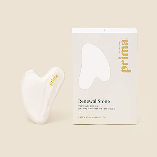 Prima Beauty Renewal Stone - White Jade Gua Sha Massaging Tool for Face, Jaw ...