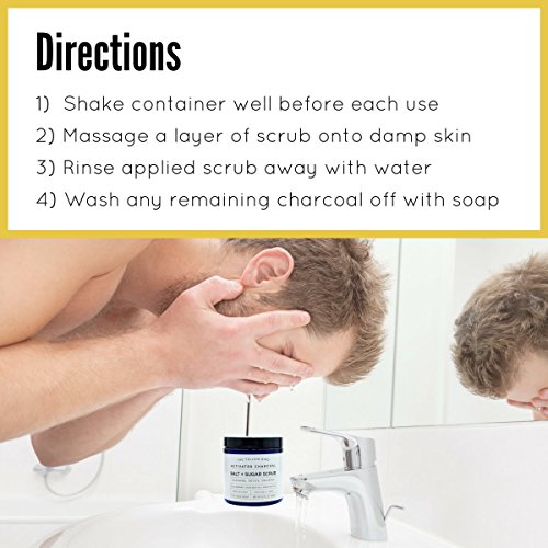 Natural Activated Charcoal Body & Face Scrub. Exfoliating Dead Sea Salt & Sug...