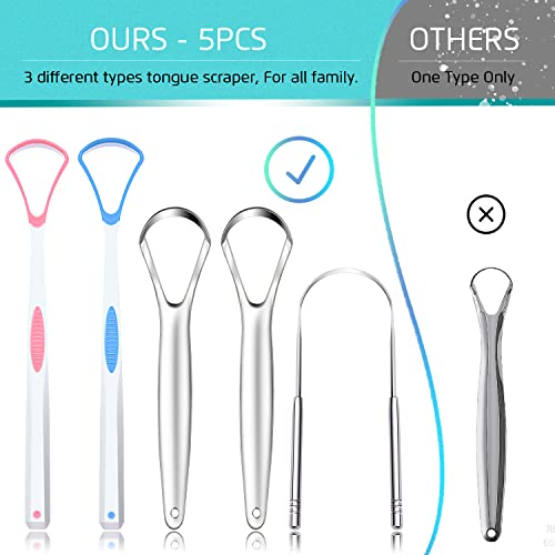 New Tongue Scraper, 5PCS Tongue Cleaner, Medical Grade Tongue Scrapers,Great ...