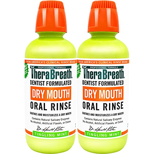 TheraBreath Dry Mouth Dentist Recommended Oral Rinse, Tingling Mint, 16 Ounce...