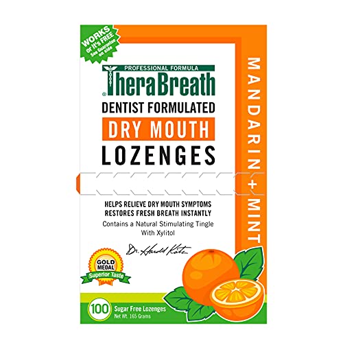 TheraBreath Dry Mouth Lozenges with Zinc, 100 Lozenges, Mandarin Mint, 100 Co...