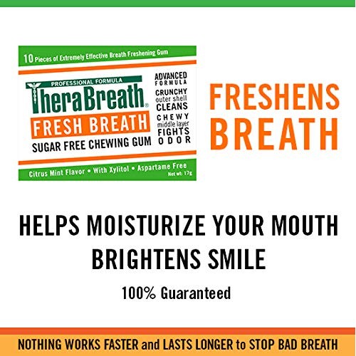 TheraBreath Fresh Breath Chewing Gum with ZINC, Citrus Mint Flavor, 10 Count ...