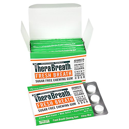 TheraBreath Fresh Breath Chewing Gum with ZINC, Citrus Mint Flavor, 10 Count ...