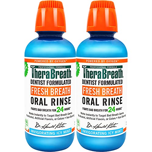 TheraBreath Fresh Breath Dentist Formulated 24-Hour Oral Rinse, Icy Mint, 16 ...