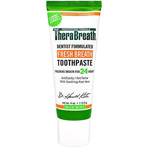 TheraBreath Fresh Breath Dentist Formulated 24-Hour Toothpaste, Mild Mint, 4 ...