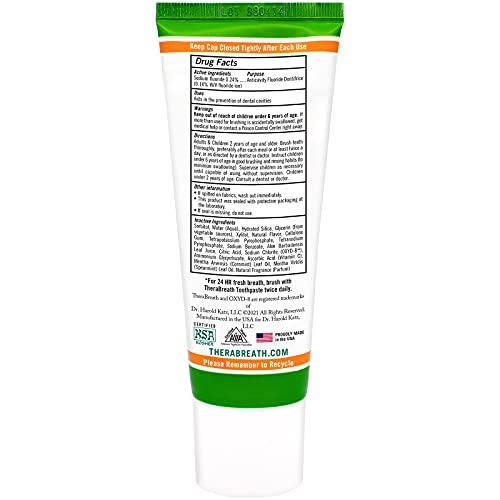 TheraBreath Fresh Breath Dentist Formulated 24-Hour Toothpaste, Mild Mint, 4 ...