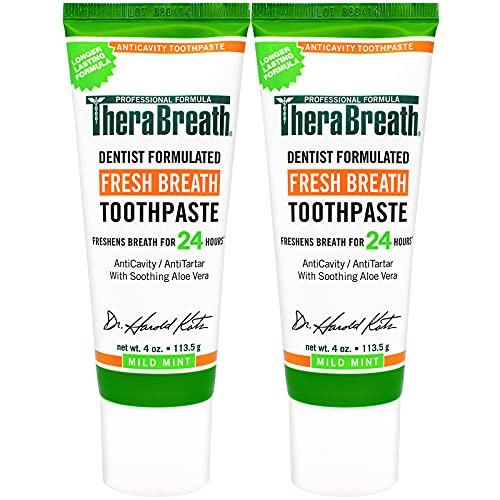 TheraBreath Fresh Breath Dentist Formulated 24-Hour Toothpaste, Mild Mint, 4 ...