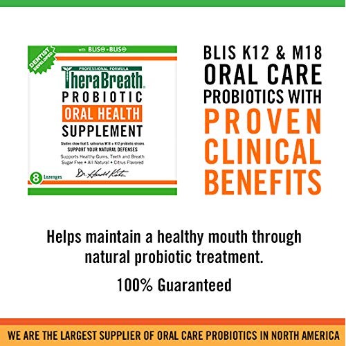 TheraBreath Oral Health Probiotic Supplement, Citrus Flavor, 8 Chewable Lozenges