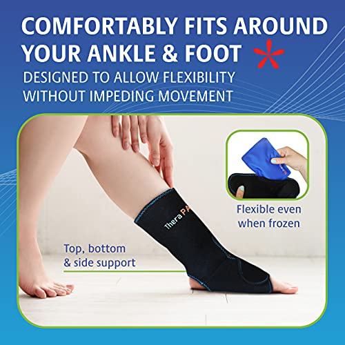 TheraPAQ Ankle Ice Pack Wrap for Injuries - Hot & Cold Reusable Compression B...