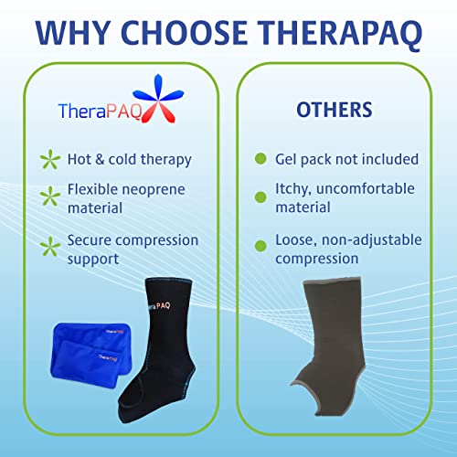 TheraPAQ Ankle Ice Pack Wrap for Injuries - Hot & Cold Reusable Compression B...