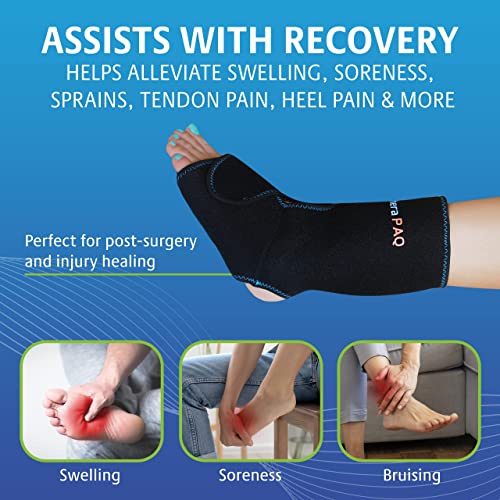 TheraPAQ Ankle Ice Pack Wrap for Injuries - Hot & Cold Reusable Compression B...