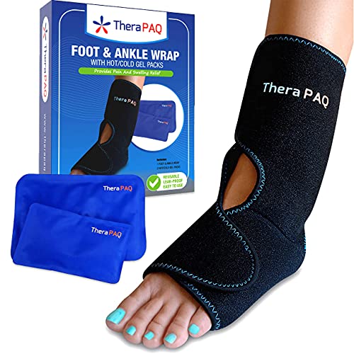 TheraPAQ Ankle Ice Pack Wrap for Injuries - Hot & Cold Reusable Compression B...