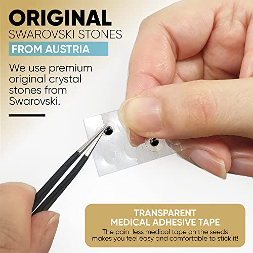 Ear Seeds Acupuncture Sticker Kit with Swarovski 20 Basic + 20 Color pellets ...