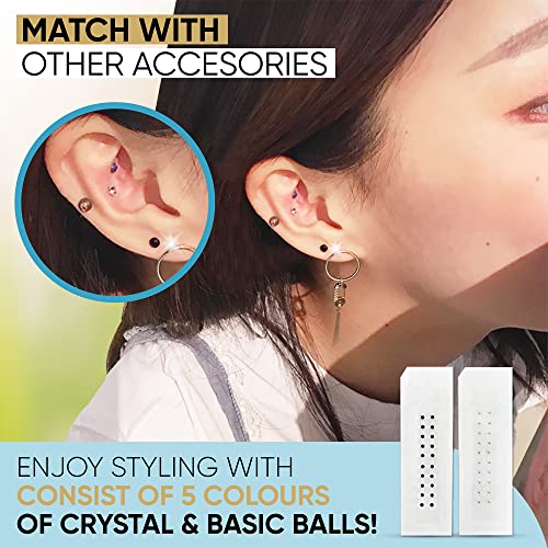 Ear Seeds Acupuncture Sticker Kit with Swarovski 20 Basic + 20 Color pellets ...