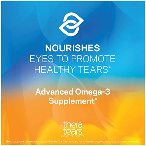 TheraTears 1200mg Omega 3 Supplement for Eye Nutrition, Organic Flaxseed Trig...