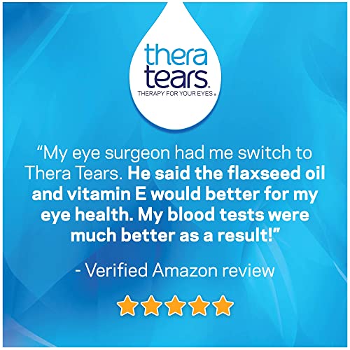 TheraTears 1200mg Omega 3 Supplement for Eye Nutrition, Organic Flaxseed Trig...