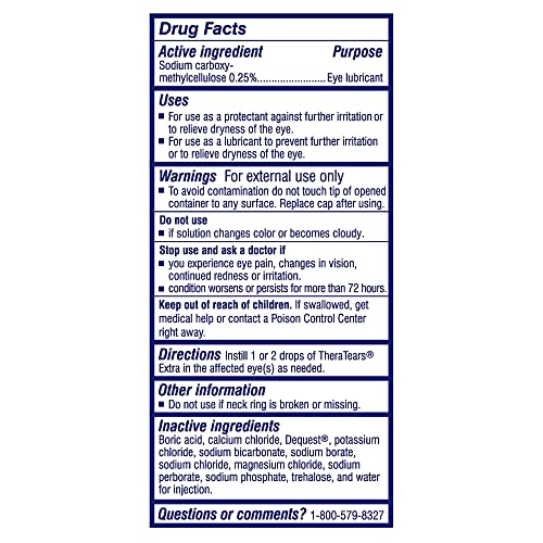 TheraTears Extra Dry Eye Therapy Lubricant Eye Drops for Dry Eyes, 0.5 fl oz