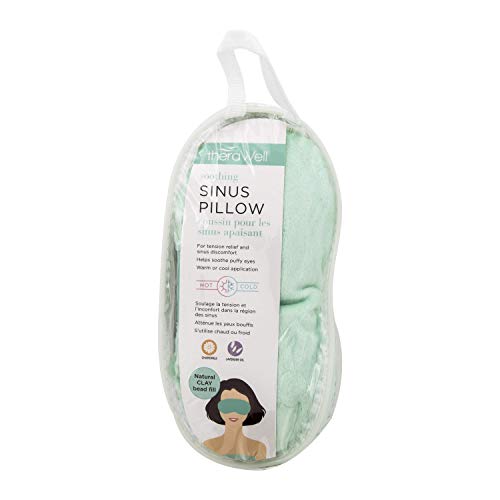 Therawell Anti-Stress Clay Bead Sinus Eye Mask, Lavender & Chamomile, Mint Green