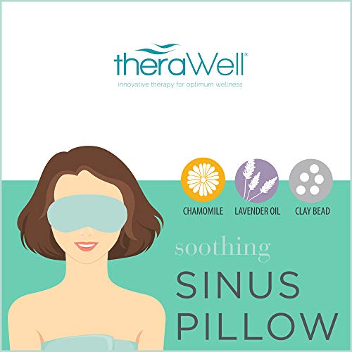 Therawell Anti-Stress Clay Bead Sinus Eye Mask, Lavender & Chamomile, Mint Green