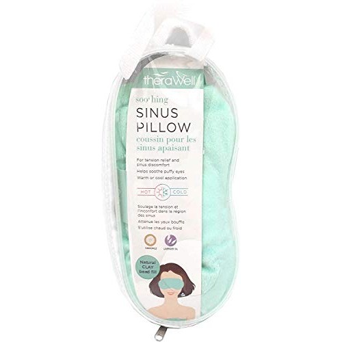 Therawell Anti-Stress Clay Bead Sinus Eye Mask, Lavender & Chamomile, Mint Green