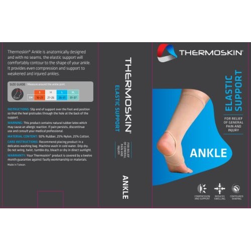 Thermoskin Elastic Ankle Support, Beige, Large