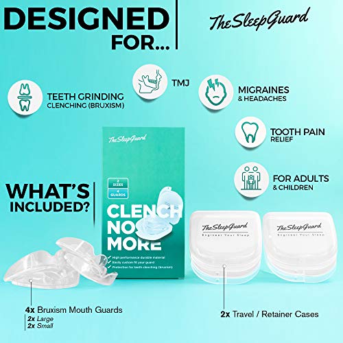 TheSleepGuard Mouth Guard for Clenching Teeth at Night [Pack of 4] Best Night...