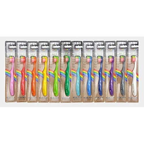 TheTwelve Kids Toothbrush for 3-8 Years Rainbow Colors and Packs 12 PACK