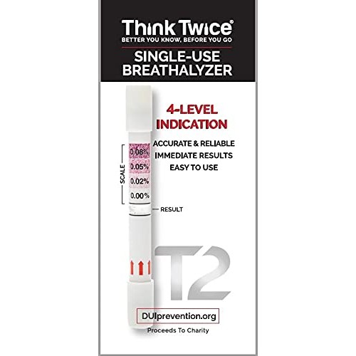 Think Twice Single-Use Breathalyzer - 30 Count - Disposable Alcohol Test 0.00...
