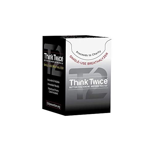 Think Twice Single-Use Breathalyzer - 30 Count - Disposable Alcohol Test 0.00...