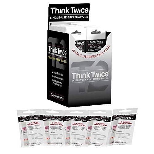 Think Twice Single-Use Breathalyzer - 30 Count - Disposable Alcohol Test 0.00...