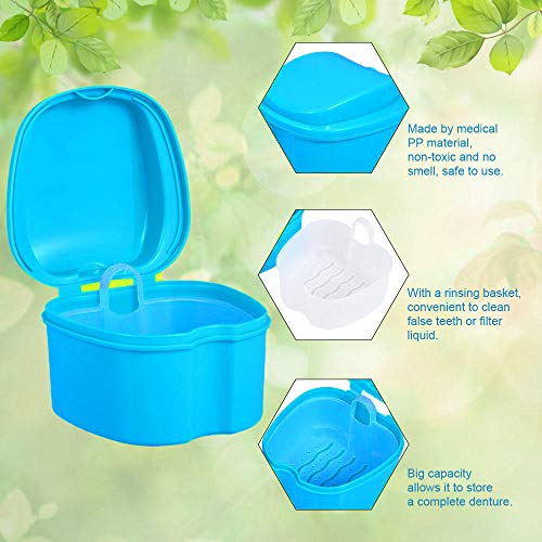 Denture Bath Box Cup, Complete Clean Care for Dentures, Clear Braces, Mouth G...