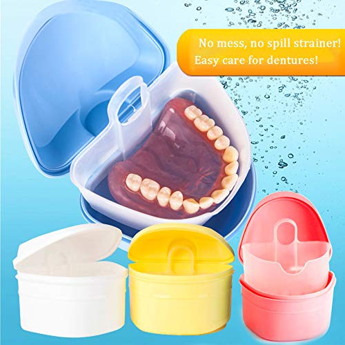 Denture Bath Box Cup, Complete Clean Care for Dentures, Clear Braces, Mouth G...