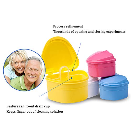 Denture Bath Box Cup, Complete Clean Care for Dentures, Clear Braces, Mouth G...