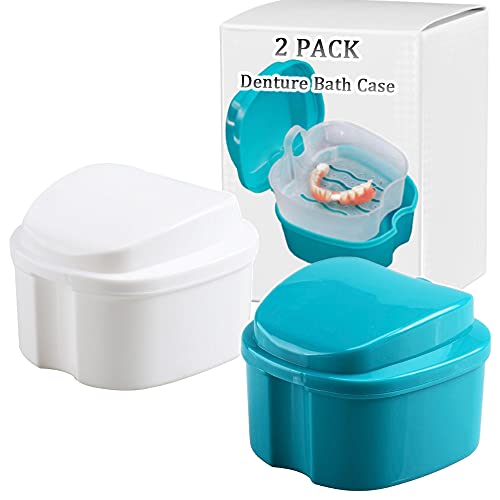 Denture Bath Box Cup, Complete Clean Care for Dentures, Clear Braces, Mouth G...