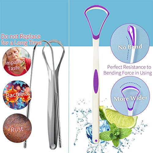 Tongue Scraper Cleaner 100% BPA Free Tongue Scrapers with Travel Handy Case f...