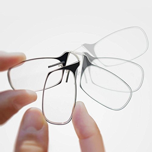 ThinOptics Keychain Case and Readers Rectangular Reading Glasses, Black, 44 m...