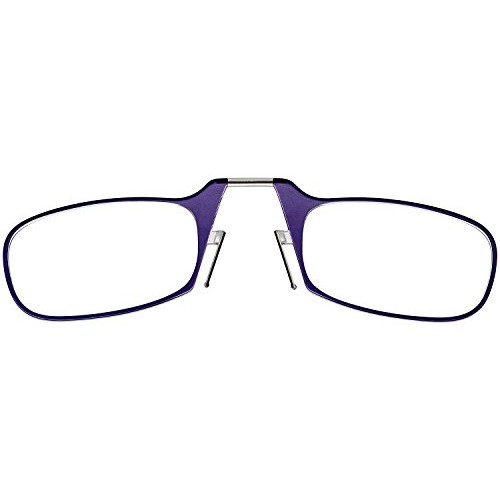 ThinOptics Universal Pod Rectangular Reading Glasses, Purple Frames/White Cas...
