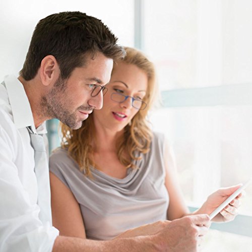 ThinOptics Universal Pod Rectangular Reading Glasses, Purple Frames/White Cas...