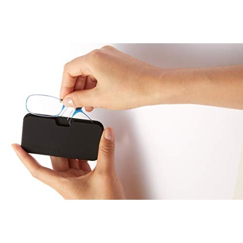 ThinOptics Universal Pod Rectangular Reading Glasses, Purple Frames/White Cas...