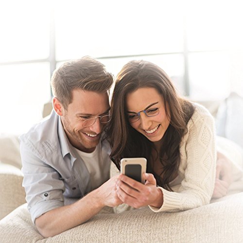 ThinOptics Universal Pod Rectangular Reading Glasses, Purple Frames/White Cas...