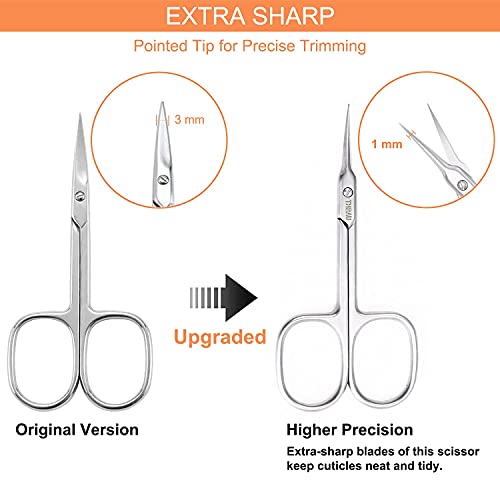 THRAU Cuticle Scissors Extra Fine for Women and Men, Curved Stainless Steel w...