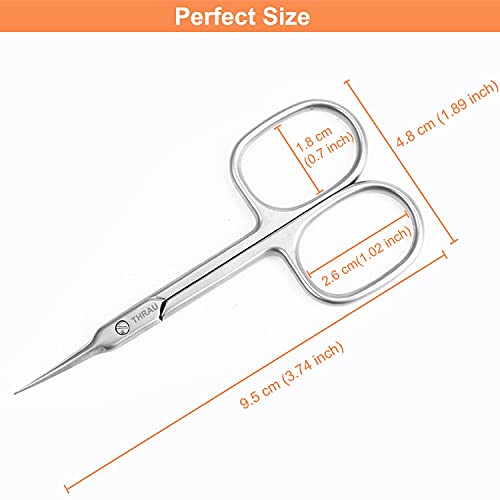 THRAU Cuticle Scissors Extra Fine for Women and Men, Curved Stainless Steel w...