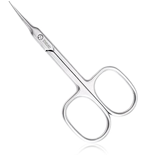 THRAU Cuticle Scissors Extra Fine for Women and Men, Curved Stainless Steel w...