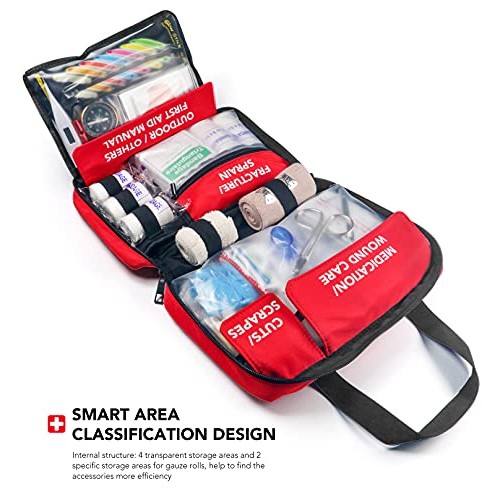 330 Piece First Aid Kit, Premium Waterproof Compact Trauma Medical Kits for A...