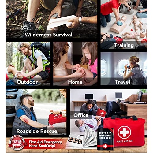 330 Piece First Aid Kit, Premium Waterproof Compact Trauma Medical Kits for A...