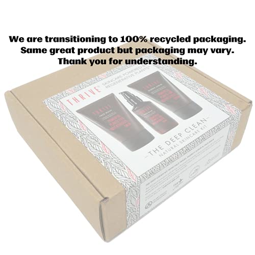 THRIVE Natural Deep Clean Skincare Kit for Men & Women (3 Piece) – Gift Set w...