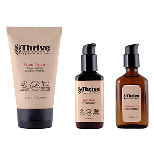 Thrive Natural Men's Skin Care Set (3 Piece) - Grooming Gift Set To Wash, Sha...