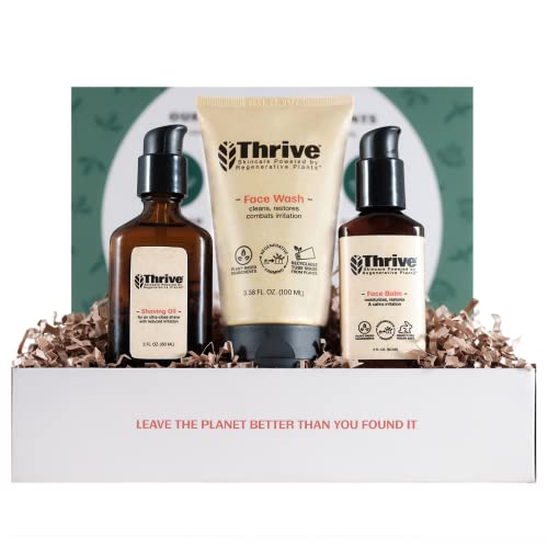 Thrive Natural Men's Skin Care Set (3 Piece) - Grooming Gift Set To Wash, Sha...
